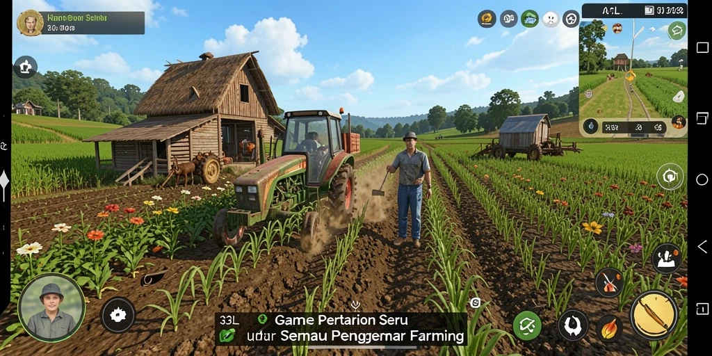 Tampilan menarik dalam gameplay 33L saat bercocok tanam.