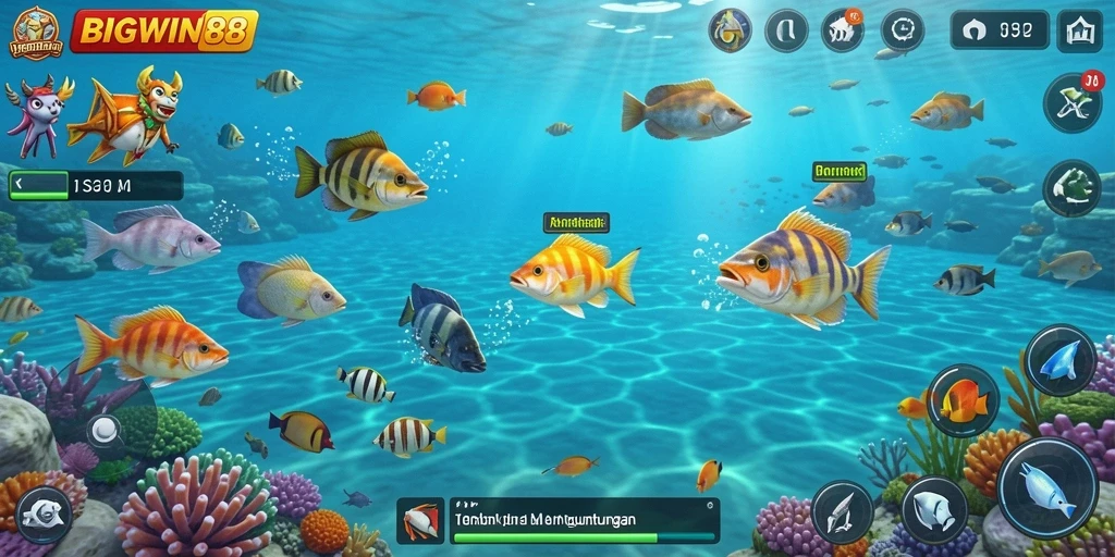 Tangkapan layar utama BIGWIN88 menampilkan aksi seru gameplay Tembak Ikan.
