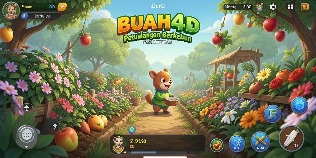 Gameplay BUAH4D yang menampilkan keindahan berkebun dan pertumbuhan tanaman.