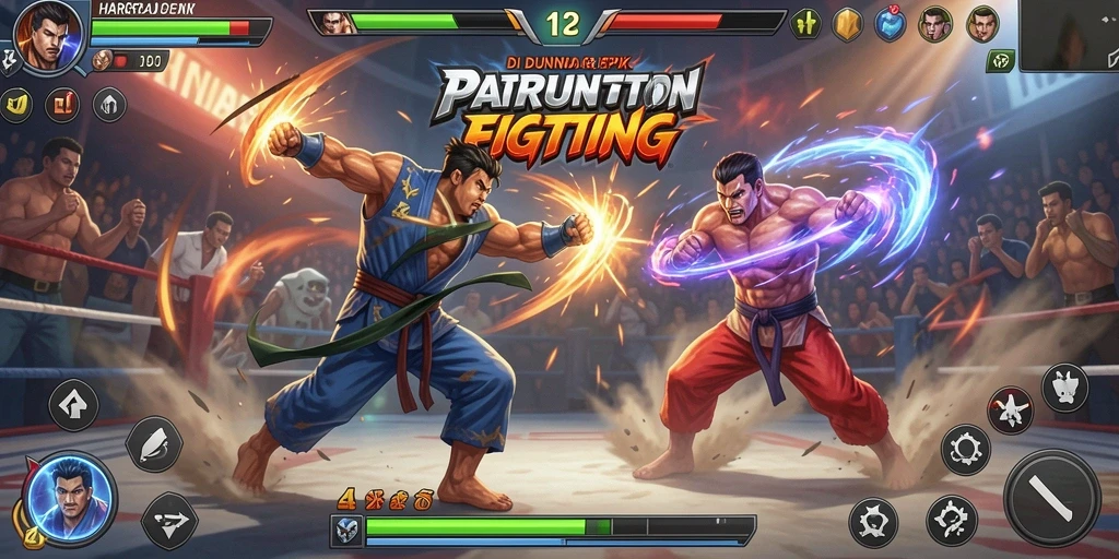 Screenshot utama HARAPJP menunjukkan aksi pertarungan yang intens dan karakter yang dinamis.