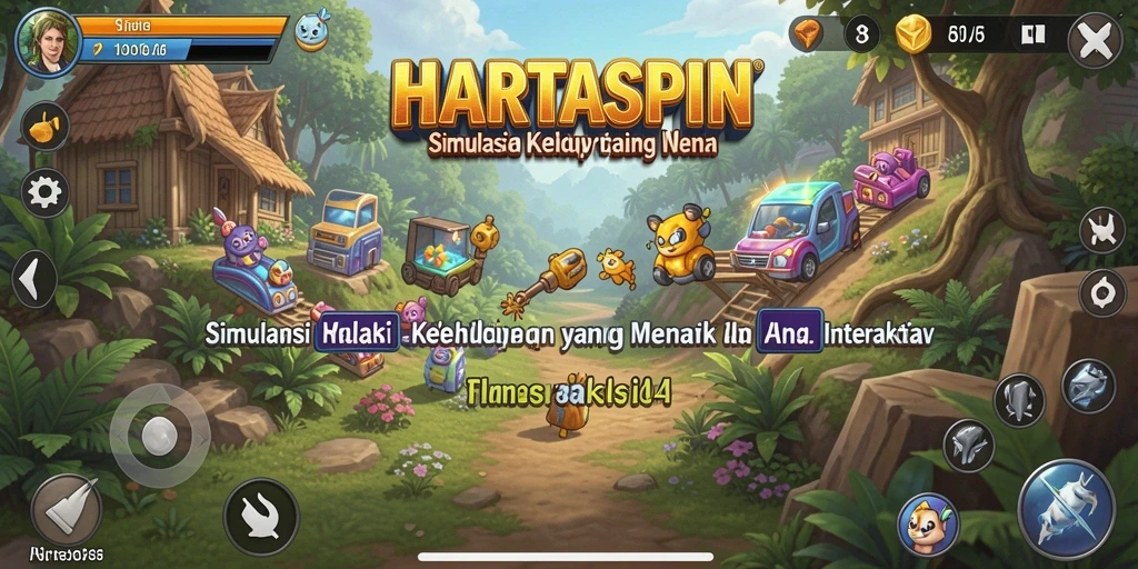 Tampilan gameplay HARTASPIN menyediakan pengalaman simulasi yang interaktif.