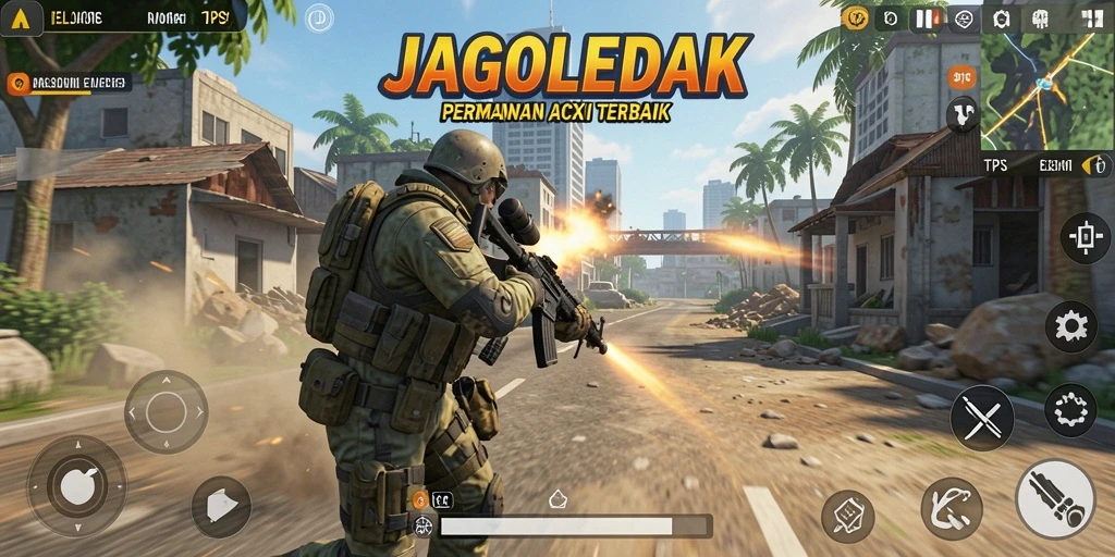 Tampilan gameplay menarik dari JAGOLEDAK dalam mode TPS.