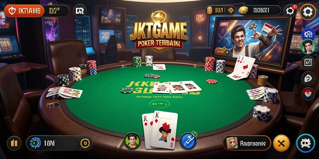 Tampilan permainan Poker yang mendebarkan di JKTGAME.