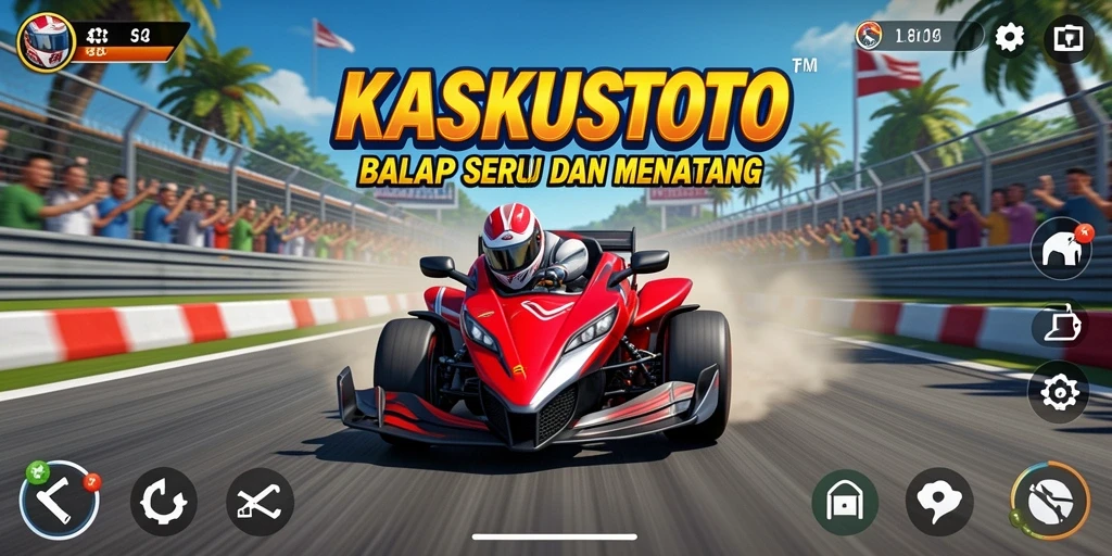 Tampilan gameplay KASKUSTOTO yang menegangkan saat balapan.