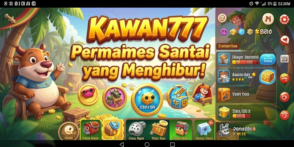 Layar permainan KAWAN777 menunjukkan pemain menikmati gameplay santai.