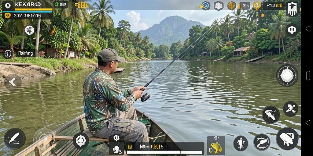 Gameplay menampilkan momen menangkap ikan yang mendebarkan di KEKAR4D.
