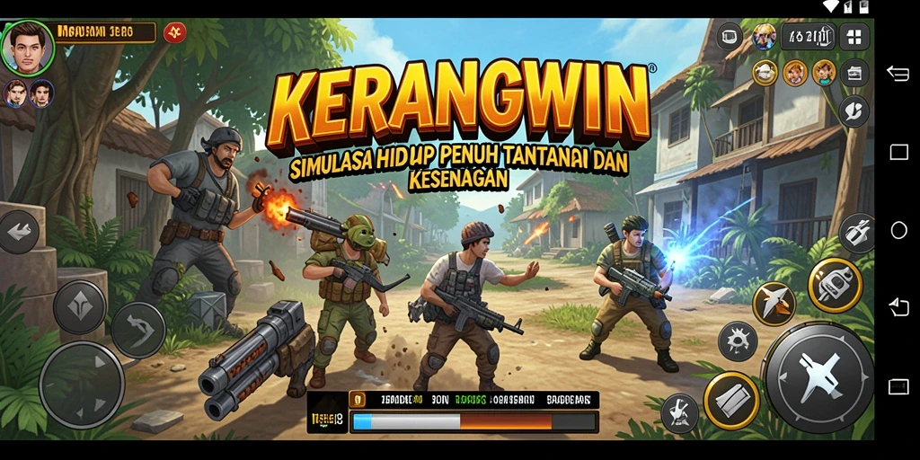 Tampilan gameplay KERANGWIN dengan interaksi sosial yang seru dan aktivitas menarik.