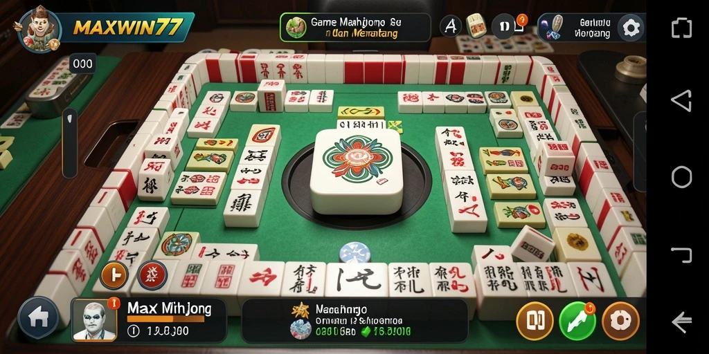 Tampilan gameplay seru dalam MAXWIN77 dengan grafis Mahjong yang menawan.