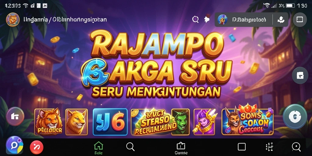 Tampilan gameplay seru dalam RAJAMPO dengan berbagai tema Slot.