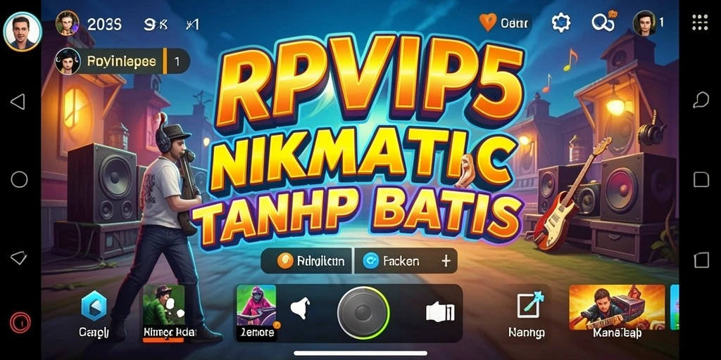 Tampilan gameplay RPVIP5 yang menampilkan berbagai alat musik dan permainan seru.