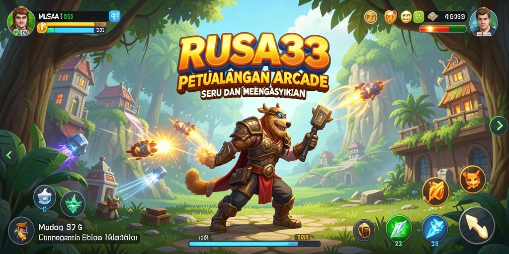 Tampilan gameplay RUSA33 dengan rintangan seru dan karakter unik.