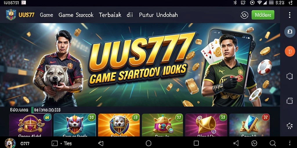 Screenshot utama UUS777 menampilkan antarmuka taruhan olahraga yang menarik.