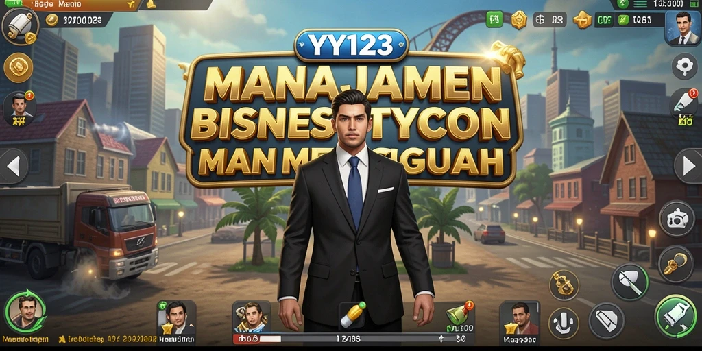 Gameplay YY123 menunjukkan manajemen bisnis yang seru dan strategis.