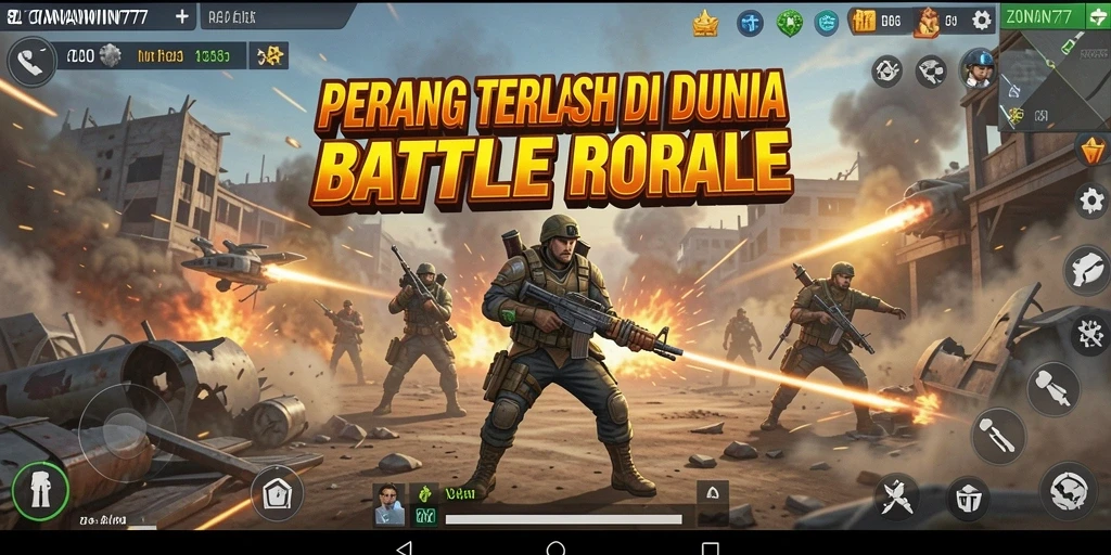 Screenshot gameplay ZONAWIN777 yang menampilkan aksi seru Battle Royale.